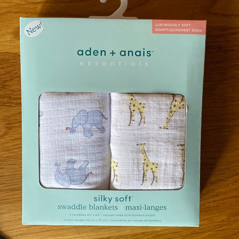 Aden + Anais silky soft swaddle blankets (2 pack, new in box)